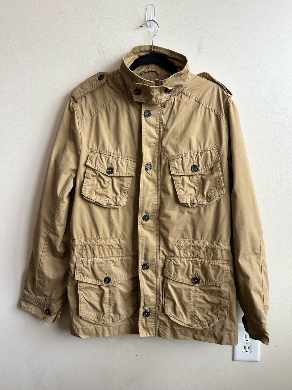 H&M Mens Khaki Field Mechanic Military Utility Style Jacket 42R L